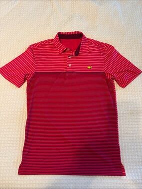 Masters Red Striped Polo Shirt - Boys Large